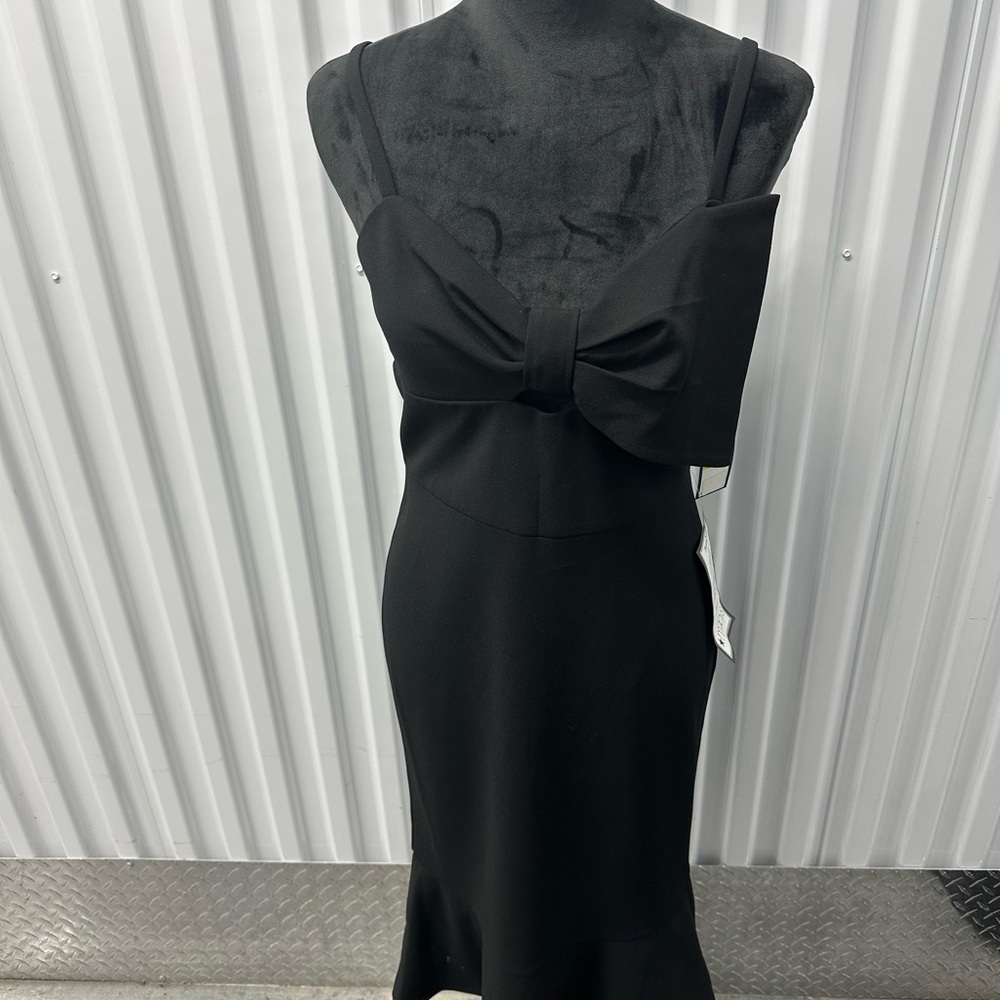 RACHEL Rachel Roy Black Midi Dress with Bow Detail
